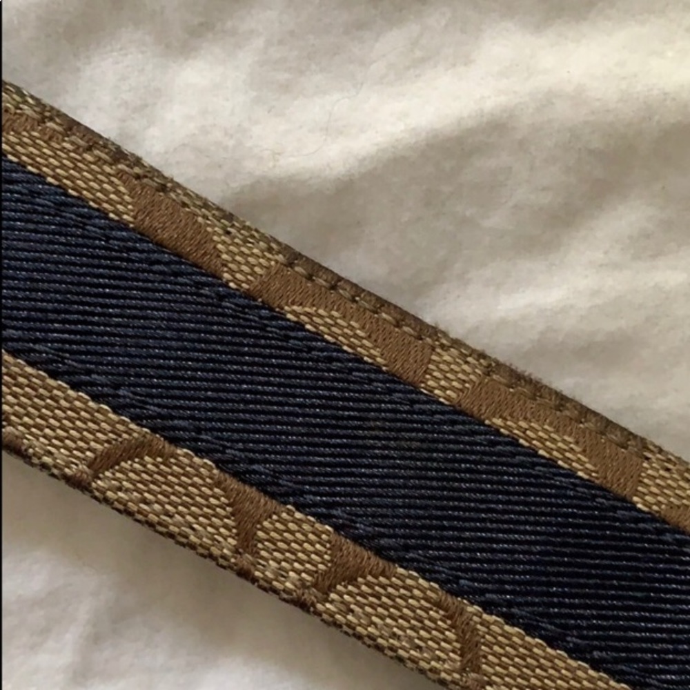 Denim and Brown leather Coach Belt.